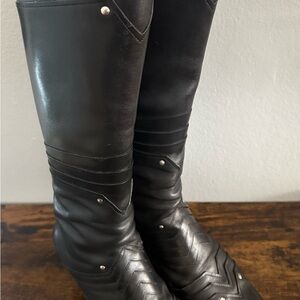 Vintage Jill Sander Black Knee-High Leather Boots Size 36 1/2 US 6-6.5